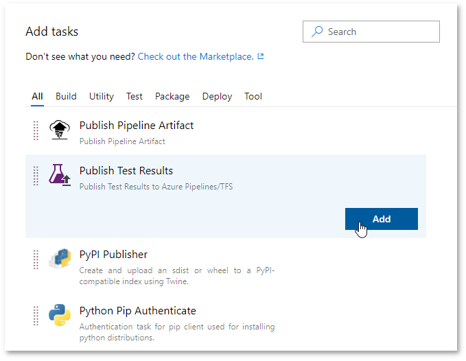 Add the Publish Test Results Task