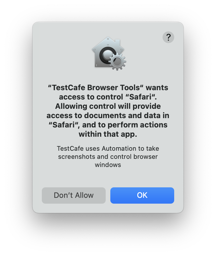 Browser permissions dialog