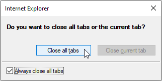 Disable the `Close Multiple Tabs` Popup in IE