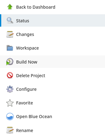 Jenkins Project menu with the Build Now Button highlighted
